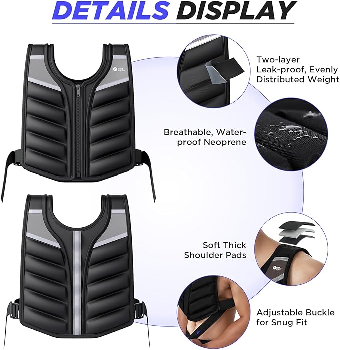 Weighted Vest Men Women,10lb/15lb/20lb Weight Vest for Women Workout,Body Weight Vests with Reflective Stripe for Workout,Strength Training,Running,Walking,Weightlifting