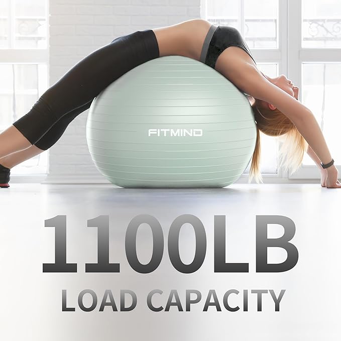 FITMIND_ Extra Thick Exercise Ball Yoga Ball 22in/26in/30in for Workout Pregnancy Stability,Anti-Burst and Slip Resistant Swiss Ball with Pump for Yoga, Pilates, Fitness,Birthing,Physical Therapy