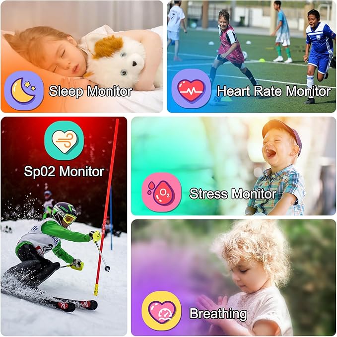 Smart Watch for Kids, 1.85" Fitness Tracker with Heart Rate, Sleep Monitor, IP68 Waterproof Smartwatches with Video Music, Pedometer, Game, NO APP/Phone, Gift for Boys Girls. (Classic, Pink)