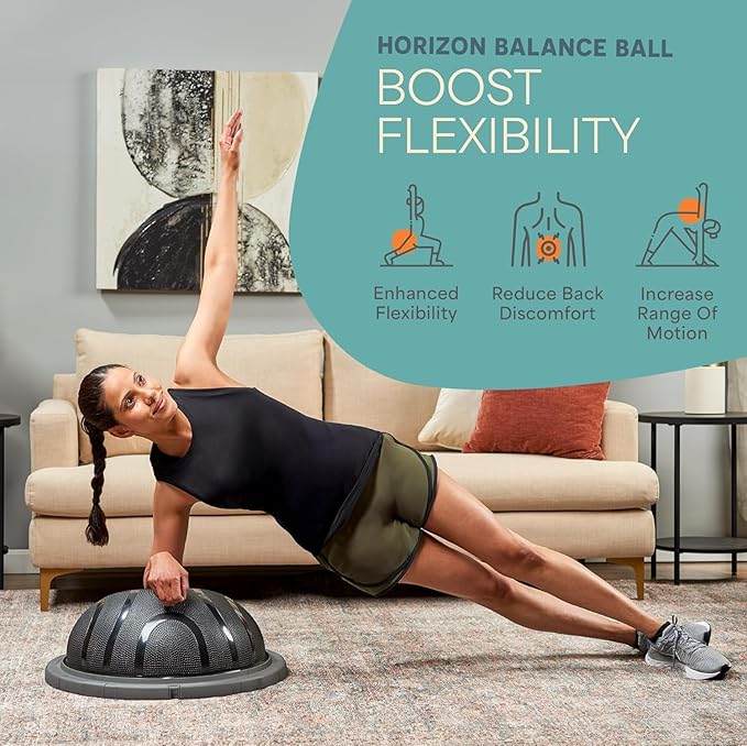 Lifepro Half Balance Ball Trainer - Stability Ball for Exercise, Full-Body Workouts, Home Gym, and Physical Therapy - Horizon Balance Ball Half Non-Slip Equipment for Balance Training