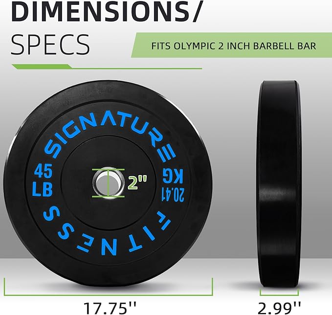 Fitvids Olympic Bumper Plates Set, 2" Weight Plates for Strength Training & Weightlifting, Paris or Set or Set with Barbell, Multiple Options