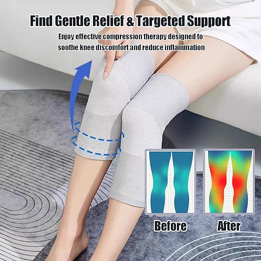Bamboo Charcoal Compression Knee Sleeve - Elastic Knee Braces Pads Warmers Protective Knee Support for Arthritis and Runners (Gray+Black, Medium)
