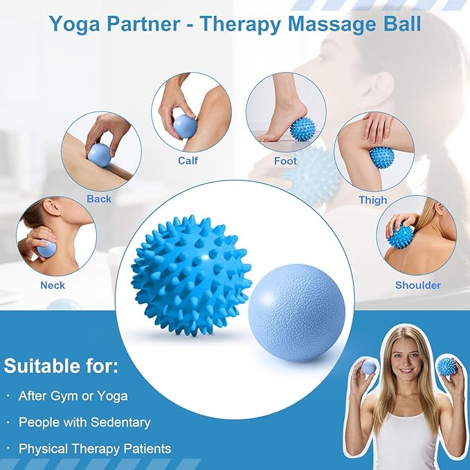 4Pcs Yoga Ball Set includes Large and 9in Pilates Balls, Massage & Spiky Ball for Fitness ,Anti-Burst Exercise Ball with Pumb for Pregnancy,Physical Therapy,Office Chair, Home Workout,3Sizes,3Colors