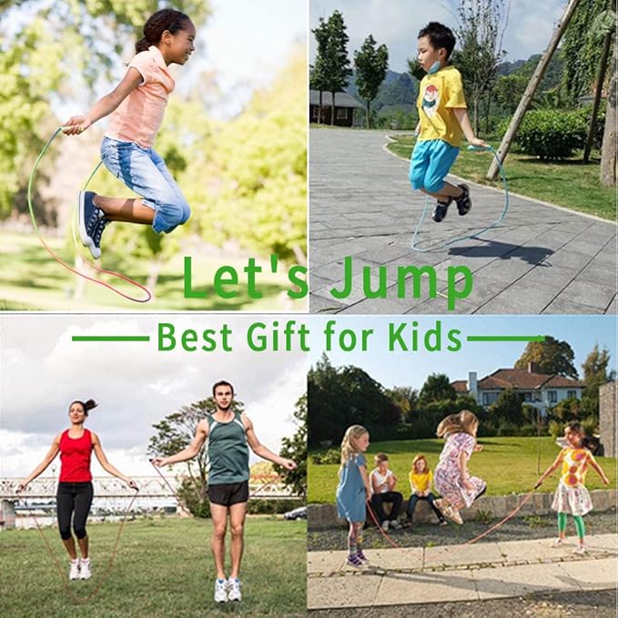 EGOSKY Jump Rope Kids, 7.2ft Children Adjustable Cotton Skipping Rope with Wooden Handle for Boys Girls Fitness Outdoor Activity