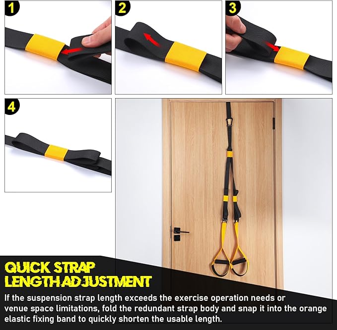 TOBWOLF Home Suspension Straps Training Kit, All in One Compact Resistance Trainer Straps & Door Anchors, Suitable for Home Gyms, Travel, Core Training & Full-Body Fitness