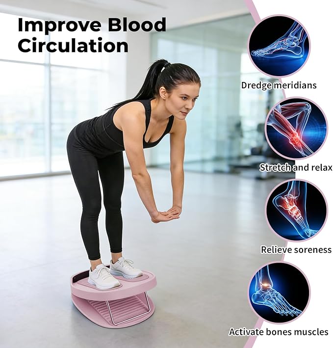 Calf Stretcher Slant Board, 15-Level Adjustable Slant Board for Plantar Fasciitis, Shin Splints & Achilles Tendonitis, Lightweight Ankle Stretch Board for Home Gym or Travel (Pink)