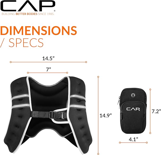 CAP Weighted Vest | 8lb -30lbs | Reflective Workout Vest for Walking, Running, Cardio, Strength Training | Multiple Colors