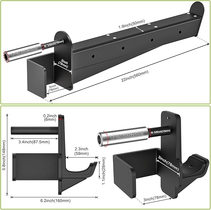 Kipika Power Rack Attachment for 5/8" & 1" Holes - Heavy Duty Home Gym Equipment for 2x2 or 3x3 Squat Rack, Adjustable and Easy to Install