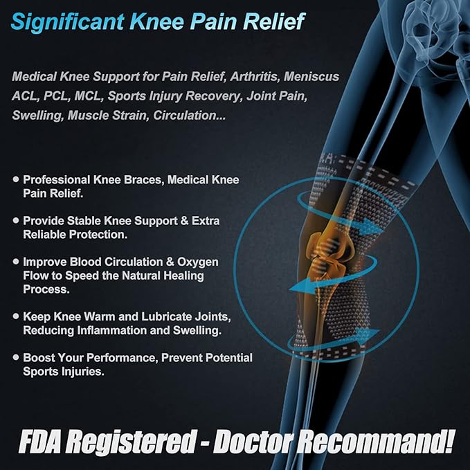 NEENCA Professional Knee Brace for Pain Relief, Medical Knee Support with Patella Pad & Side Stabilizers, Compression Knee Sleeve for Meniscus Tear, ACL, Joint Pain, Runner, Workout (Black, X-Small)