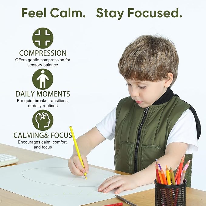 Weighted Vest for Kids - Adjustable Compression Vest With Four Removable Weights Included - Zipper and Pockets Design