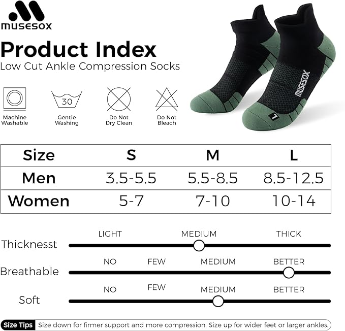 Ankle Compression Socks for Women and Men,Low Cut Compression Running Socks with Arch Support(6 Pairs)Best for Sports,Travel