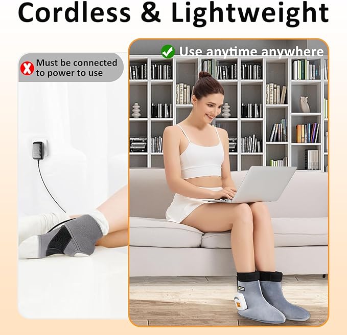 Cordless Foot Heating Pad Massager with Heat, Heating Pad for Feet for Plantae Fasciitis, Electric Foot Warmer for Ankle Heel Spur, Heated Ankle Wrap for Swelling