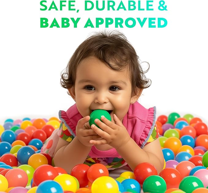 Playz Soft Plastic Mini Ball Pit Balls 500 Count - w/ 8 Vibrant Colors - Crush Proof, No Sharp Edges, Non Toxic, Phthalate & BPA Free for Baby Toddler Ball Pit, Play Tents & Tunnels Indoor & Outdoor