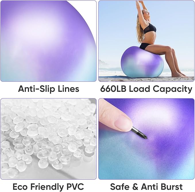 APEXUP Yoga Ball Exercise Ball Anti Slip Heavy Duty for Fitness, Balance & Core Workout, Balance Training, Pregnancy & Physical Therapy, 5 Sizes
