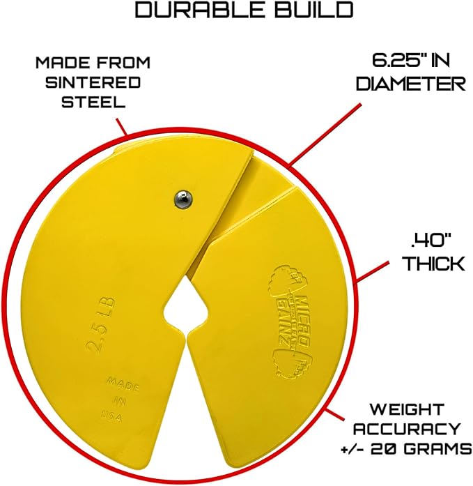 Micro Gainz Dumbbell Fractional 2.5 lb Weight Plate, Ideal for Micro Loading, (Choose Color) 2 Piece Fractional Weight Plates, Designed for Dumbbell Training, Made In USA