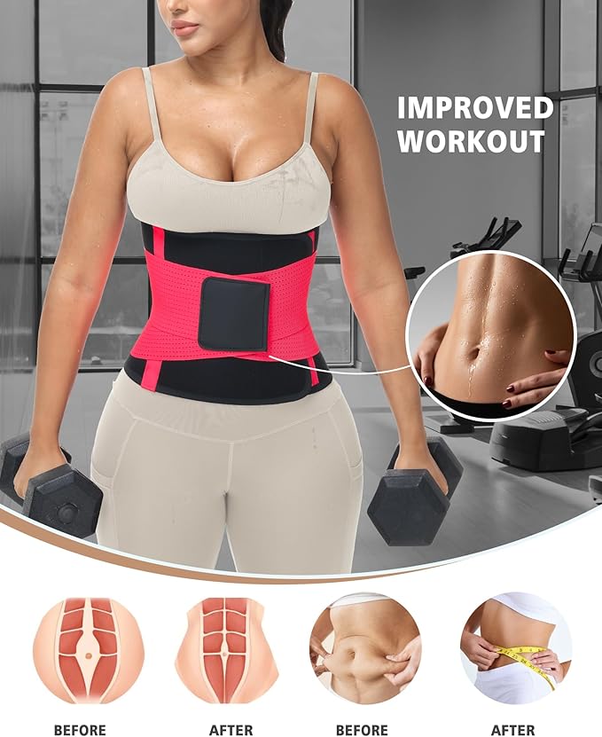Waist Trainer for Women & Men - Sweat Belly Fat Trimmer Belt - Tummy Control Body Shaper & Back Support Sauna Suit