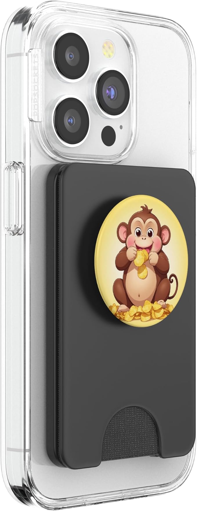 Chubby Fat Monkey Potato Chips Funny Animal Design Print PopSockets PopWallet for MagSafe