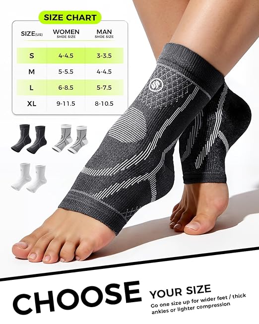 3 Pairs Ankle Brace for Women & Men,[Upgraded Ultra Breathable] Plantar Fasciitis Socks,Ankle Compression Sleeve for Achilles Tendonitis Relief, Heel Pain,Foot Pain and Swelling in Ankle Support (Black + White + Grey,Medium)