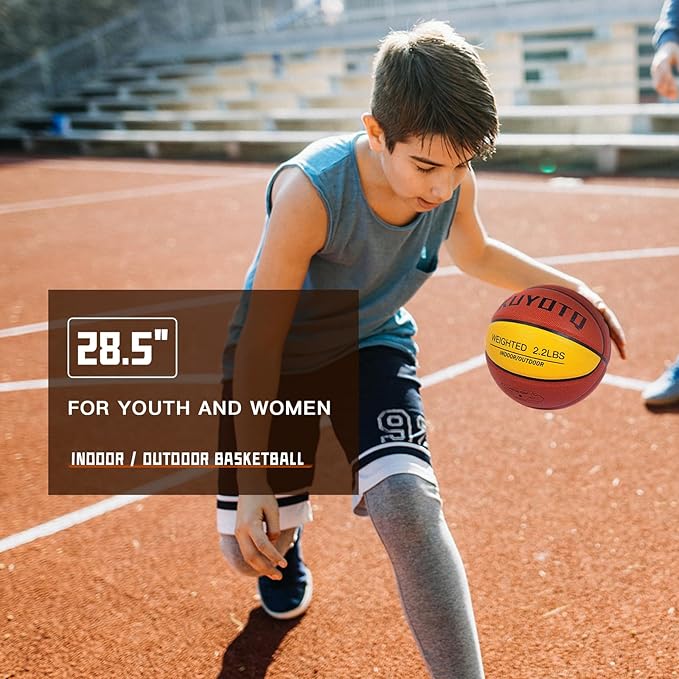 KUYOTQ 3LBS/3.3LBS/2.2LBS Weighted Heavy Training Basketball 29.5/28.5" in and Outdoor Improving Handling Dribbling Passing Rebounding Skill Composite Size 7/6 Weighted Training Basketball Equipment