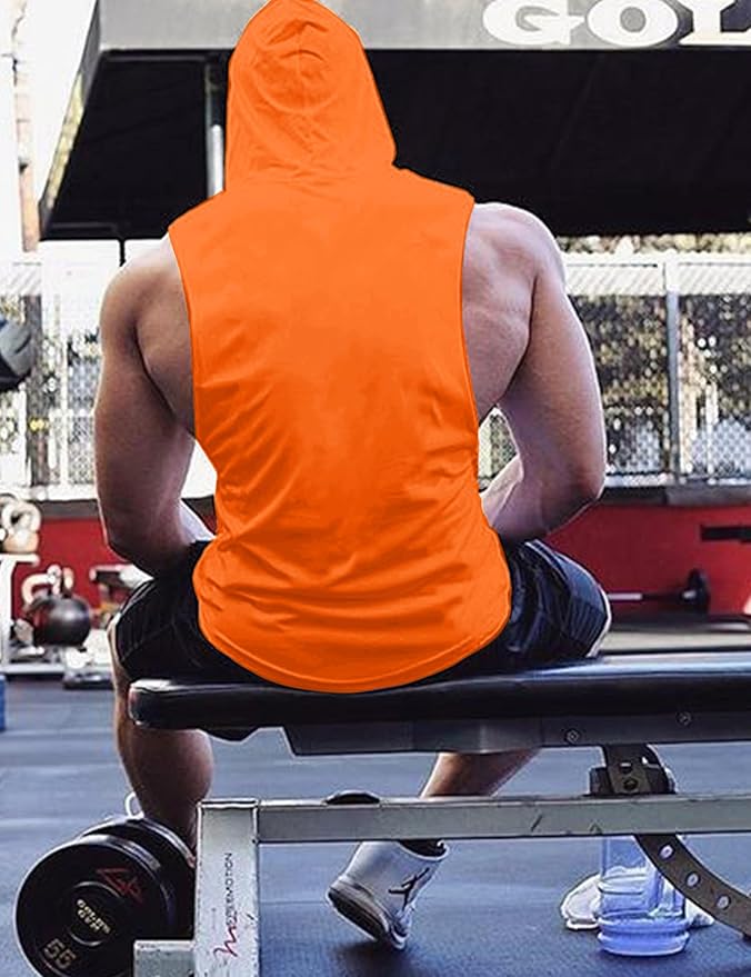 Babioboa Men's Workout Hooded Tank Tops Sports Training Sleeveless Gym Hoodies Bodybuilding Cut Off Muscle Shirts