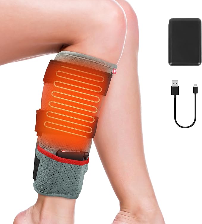 Leg Heating Pad, Portable Cordless Heated Knee Brace Warmers Wrap with Battery and 3 Temperature Settings Men Women