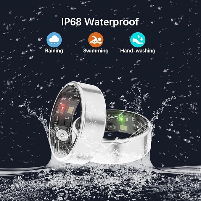 Smart Rings for Women Men, Fitness Ring with Heart Rate, Blood Oxygen, HRV, Stress, Sleep Tracker, Step Tracker, No Subscription Fee, lP68 Waterproof Smart Ring for iPhone & Android (Silver 12#)