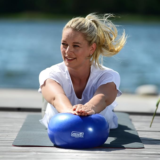 SISSEL Pilates Soft Ball Gray | 8.5 in | Phthalate- & Latex-Free PVC | for Deep Relaxation & Muscle Strengthening | 340 lbs Capacity | Includes Exercise Guide