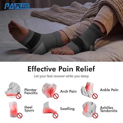 6 Pairs Plantar Fasciitis Socks for Men & Women, Ankle Brace Compression Socks with Arch Support for Achilles Tendonitis, Heel Pain, Swelling & Arthritis Relief, Black, Gray, White, Medium