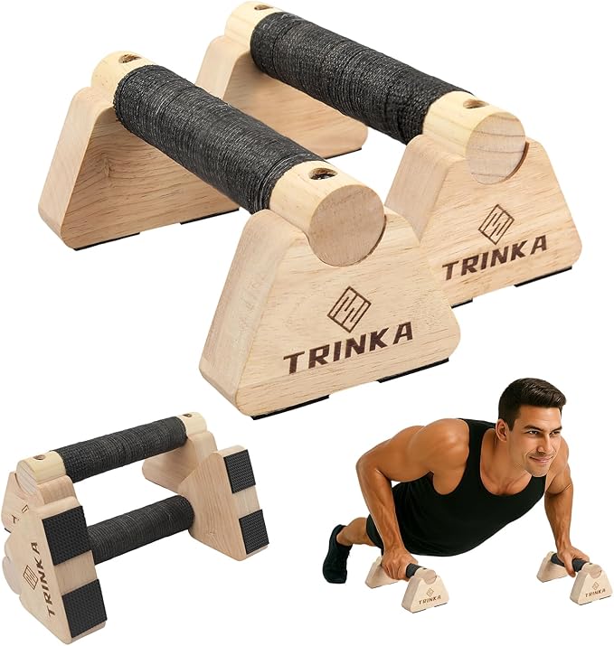 Wooden Parallettes Push Up Bars, 2 PCS Wood Calisthenics Bars with Non-Slip Base, Pushup Handles for Floor Home Fitness, Workout Equipment for Men and Women Strength Training