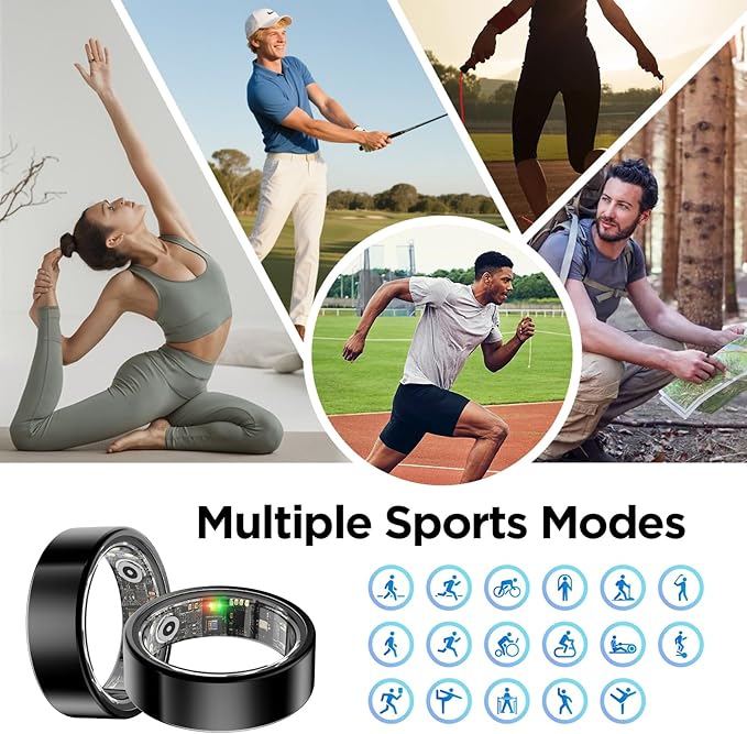 BENIO Gen 2 Smart Ring for Women & Men, Heart Rate,Fitness Tracker with Sleep，Step/Sleep/Blood Oxygen/Heart Rate Tracker, 5ATM Waterproof for iOS and Android,No Subscription