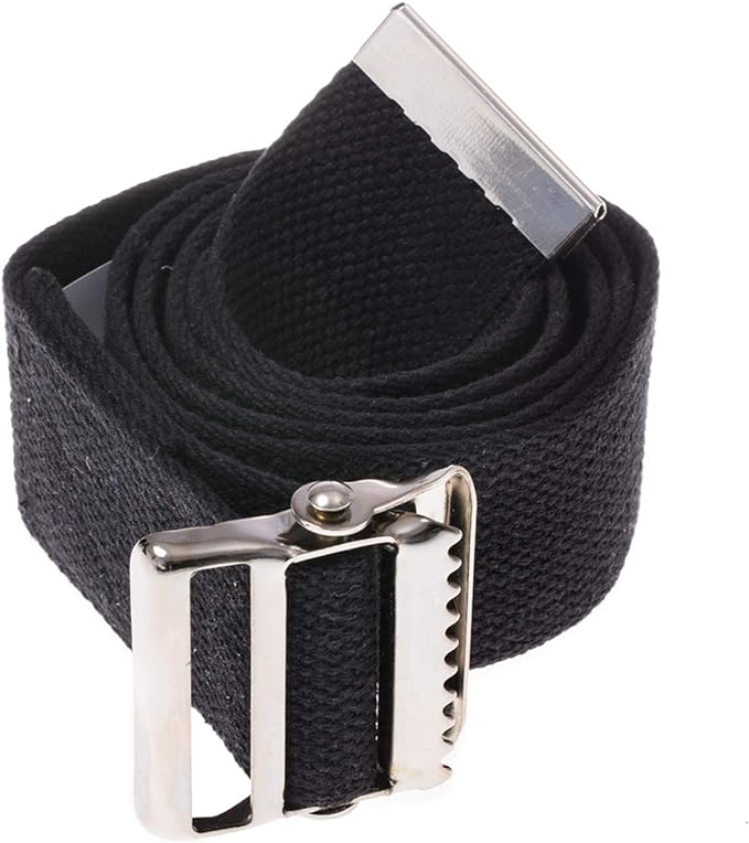 COW&COW Transfer and Gait Belt with Metal Buckle (Black, 60")