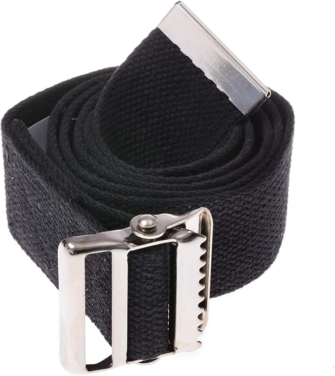 COW&COW Transfer and Gait Belt with Metal Buckle (Black, 54")