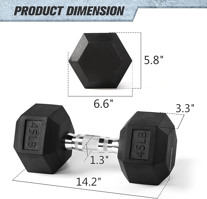 RitFit Rubber Coated Hex Dumbbell Set with Rack, 5-780LB for Home Gym Strength Training, Anti-Slip Knurled Handle, Hexagon Anti-Roll, Heavy-Duty Storage Rack