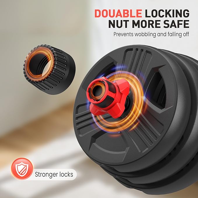 Adjustable Dumbbell Set, 20/30/40/60/80 lb Free Weight Set with Connector, 3-in-1 Design for Dumbbell, Barbell, and Weight Plate Training, Home Gym Fitness Equipment for Men and Women