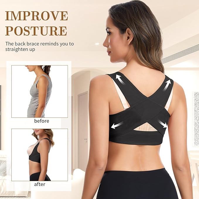 QWD Sleeveless Chest Brace Push up for Woemn Posture Corrector Back Shaper Vest Shapewear Tops