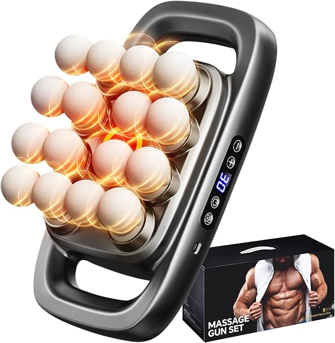 16 Head Massage Gun Set, Deep Tissue Percussion Massager with 3 Modes & 30 Levels, Muscle Massager Pain Relief, Percussion Massage Gun