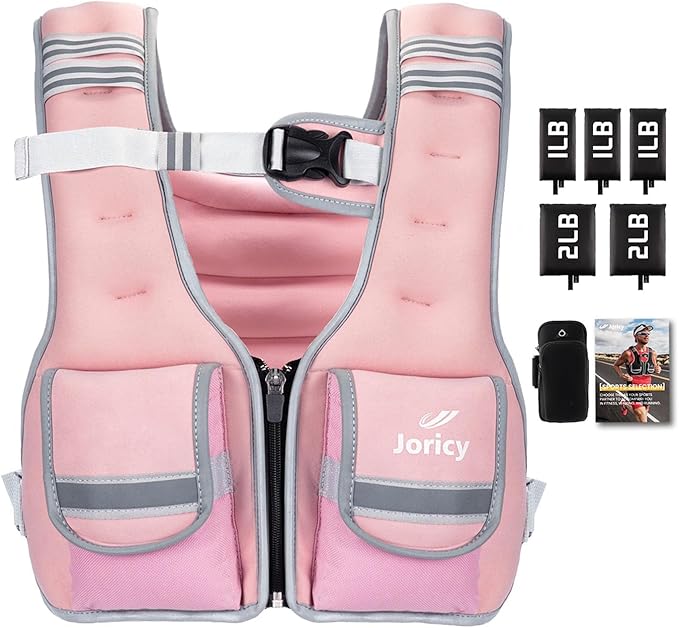 Adjustable Weighted Vest Woman 5-12lb/9-16lb/17-24lb/23-30lb Weight Vest with Reflective Stripe, Zipper Rucking Running Vests for Women Men Workout Walking Strength Training Weight Loss Fitness Weightlifting