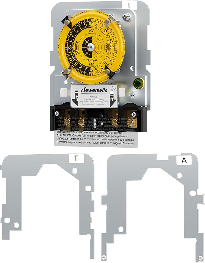 DEWENWILS T104M 24-Hour Mechanical Timer Switch (Mechanism Only), 120VAC SPST, 2HP 40A Pool Pump Timer Replacement, Heavy Duty, Manual Override, 2 ON/Off Time Switch for Pool Pump, Water Heater