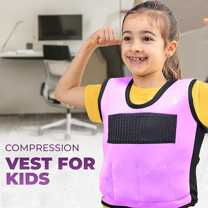 Weighted Sensory Compression Vest for Kids – Adjustable Calming Vest with Removable Weights – Purple