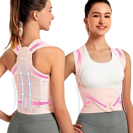 SHAPERKY Posture Corrector for Women for Support: Back Brace for Full Back Support - Adjustable Shoulder Straightener for Women and Men (Small)