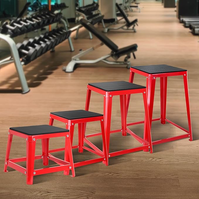 Steel Plyometric Jump Box, 18 Inch High Anti-Slip Plyo Box for Home Gym Conditioning and Strength Training