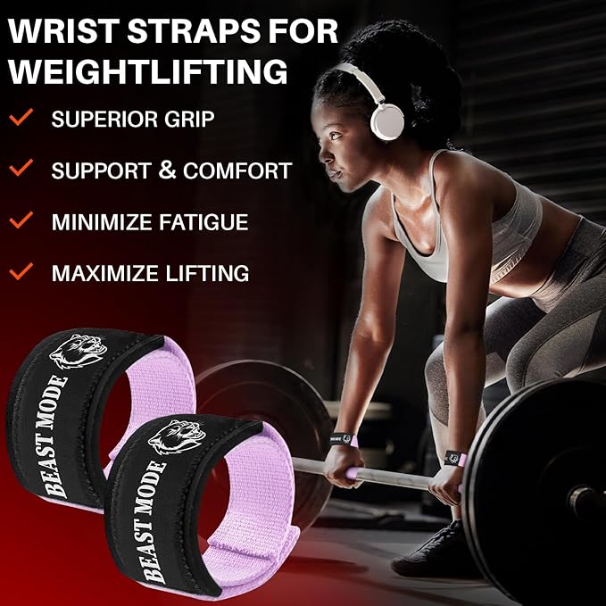 TECEUM Lifting Straps for Weightlifting Gym Strength Training - Wrist Straps with Neoprene Padded Cotton - Men & Women – Ideal for Powerlifting, Bodybuilding & Deadlifts