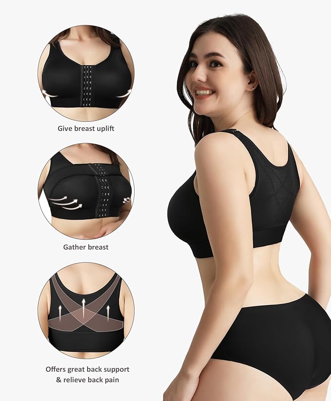 FeelinGirl Arm Shaper for Women Post Surgery Arm Lipo Compression Sleeves Slimming Arm Faja Front Closure Shapewear Bra