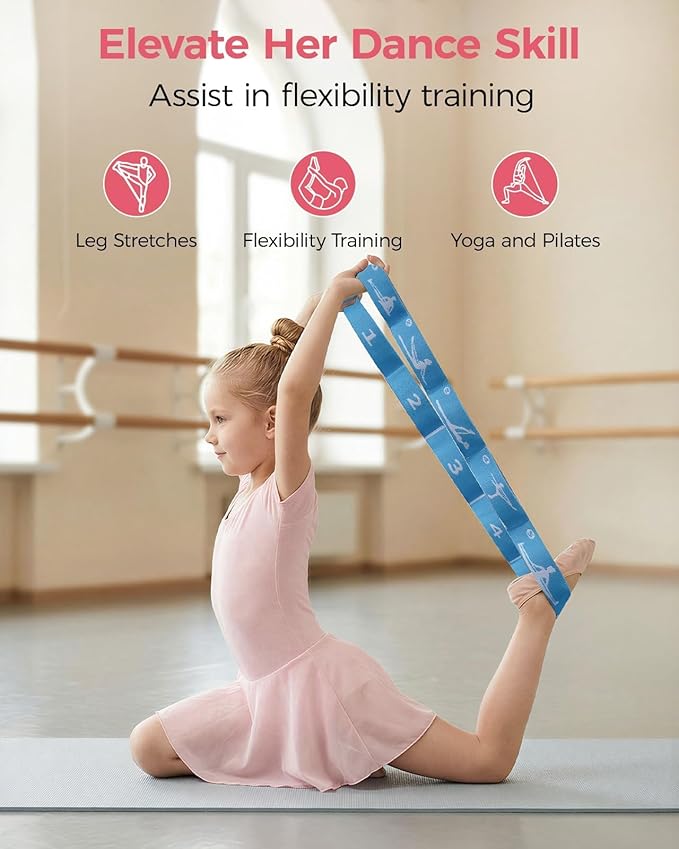 Slim Panda 2 PCS Kids Dance Stretch Strap,Multi-Loop Elastic Strap for Ballet, Latin, Gymnastics, Yoga, Children Flexibility Training & Exercise Resistance Yoga Band