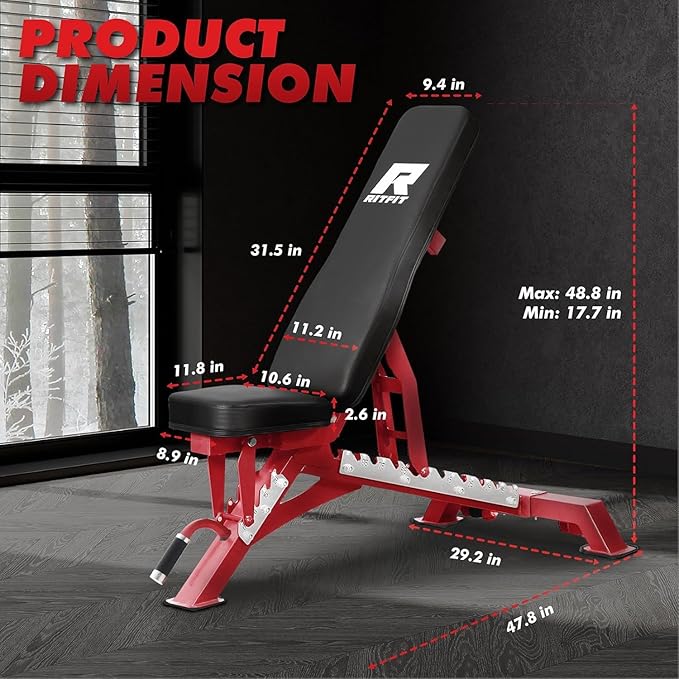 RitFit Rubber Coated Hex Dumbbell Set with Rack, 5-780LB for Home Gym Strength Training, Anti-Slip Knurled Handle, Hexagon Anti-Roll, Heavy-Duty Storage Rack