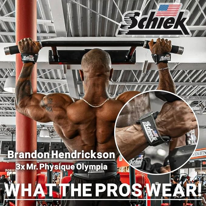 Schiek Sports Model 1907 Platinum Edition Ultimate Grips - 3 in 1 Weight Lifting Straps Wrist Wraps and Grip Pads - Secure Non Slip Control and Comfort for Strength Training