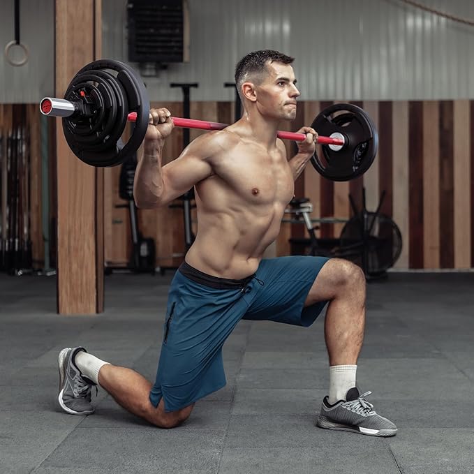 RitFit Barbell Weight Set - 4/6FT Olympic Barbell with Weight Plates (55-115LB Total) - Weightlifting Equipment for Squats, Curls, Deadlifts, Presses, Hip Thrusts