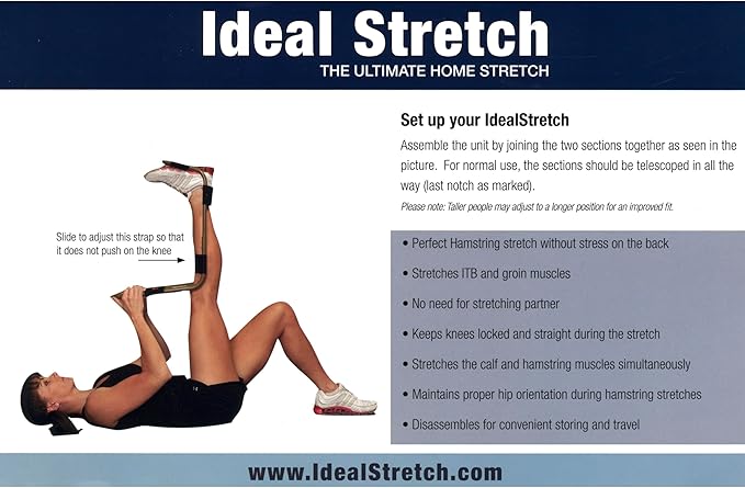 IdealStretch - Original Patented – Hamstring Stretcher, Lower Back Stretcher, Hip Stretcher, & Calf Stretcher - Knee Extension & Pain Relief