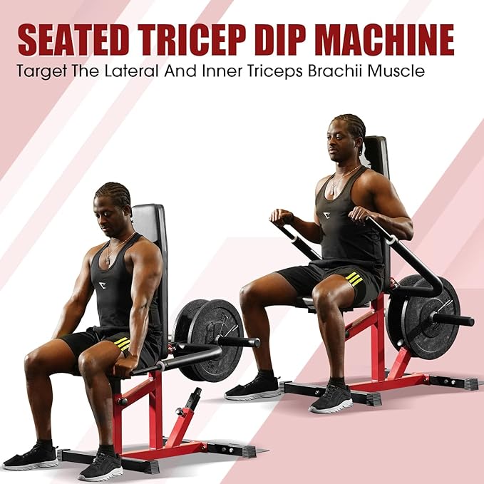 Mikolo Seated Dip Machine Plate Loaded - Tricep Dip Press & Cable Bar Combo for Home Gym, Strength Training, Chest, Biceps, and Triceps Workout, 400LBS Weight Capacity, Compact Design