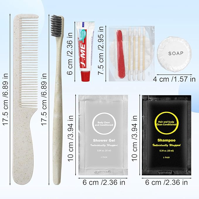 Toiletry Kits Homeless Personal Hygiene Kits for Homeless Care Package Supplies In Bulk, Disposable Travel Size Essential Women Men Toiletries Set for Hotel, Charity,Camping,Travel (100 Pack)